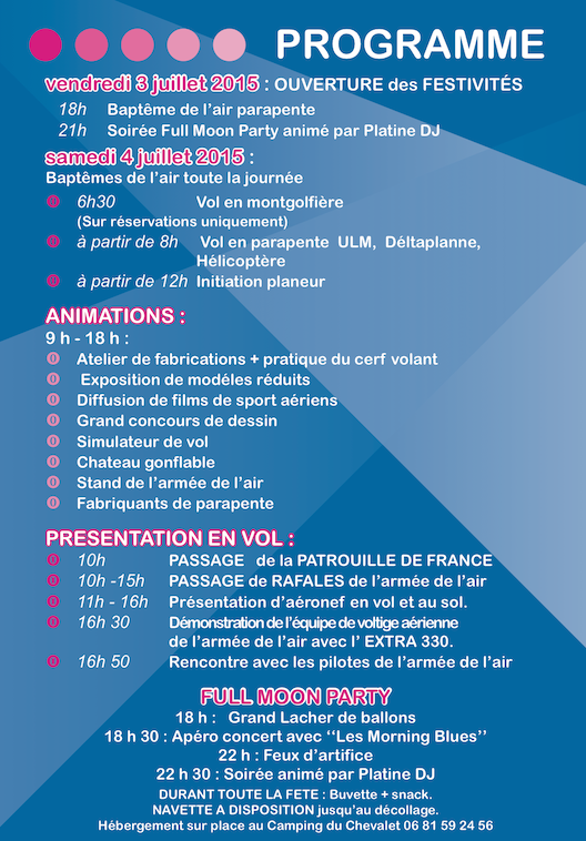 Programme Fête de l'Air 2015 (cliquer pour agrandir)
